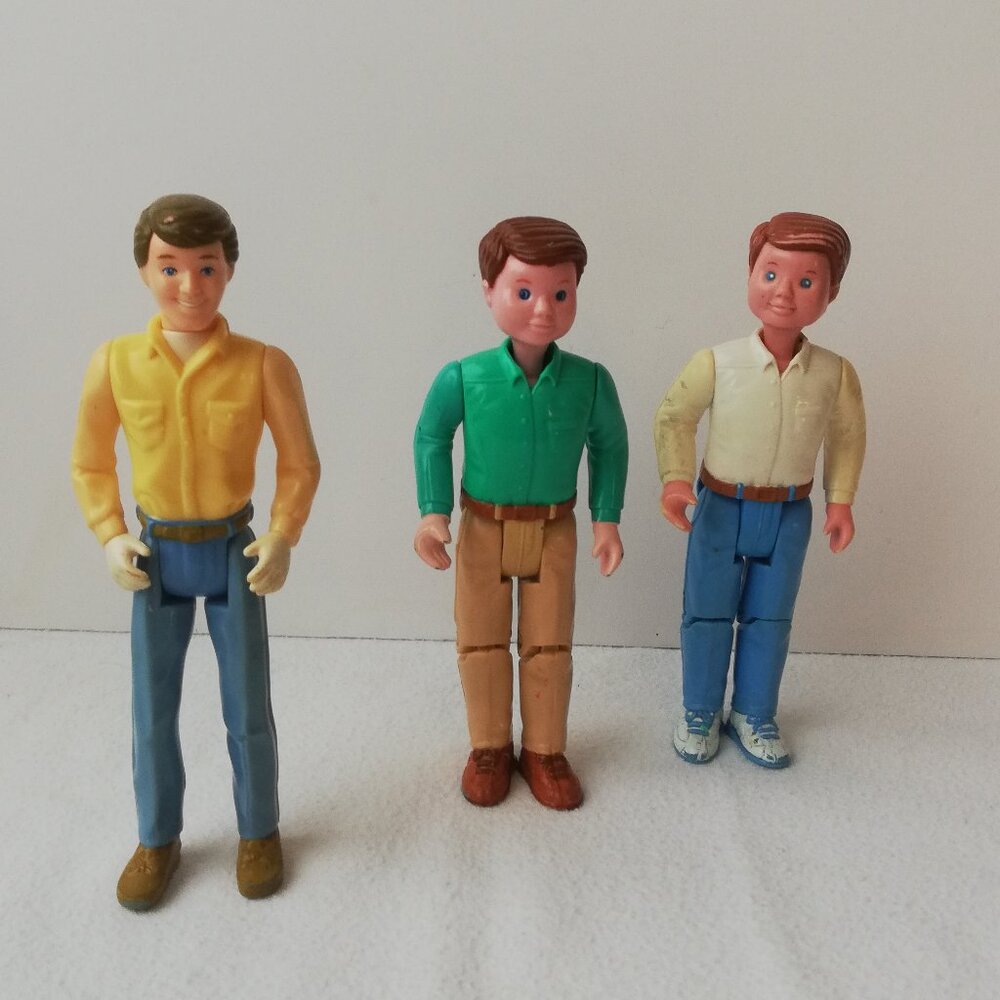 Vintage 1990's Fisher Price Male Doll House Dolls with Boat Lot of 4 pieces